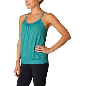 Prana Andie Printed Banded Racerback Tank Top Blue Green XL